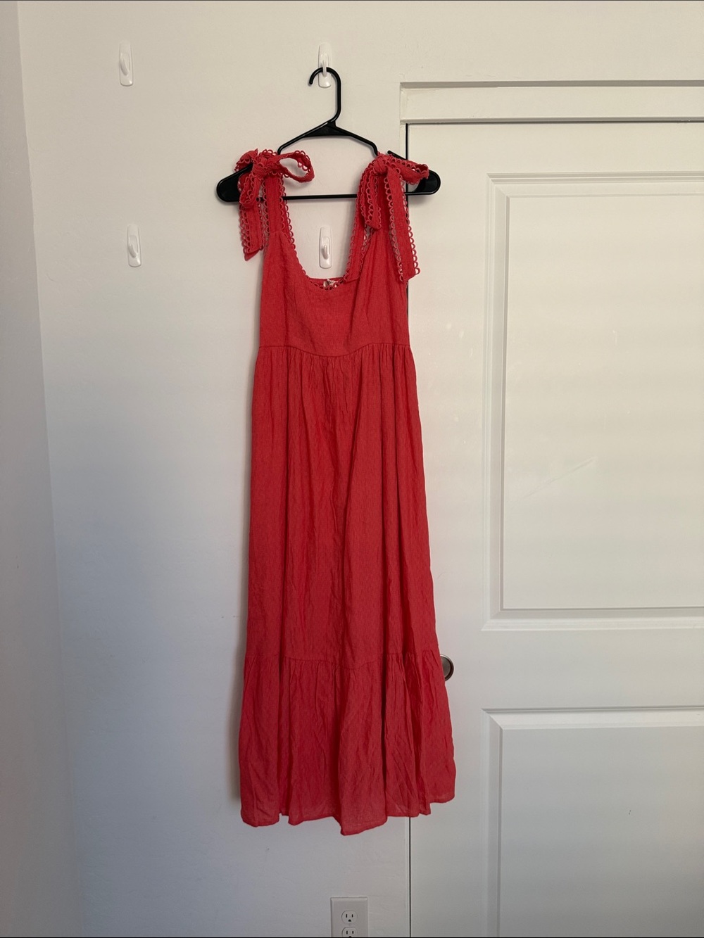 MINE Coral Tie-Shoulder Maxi Dress